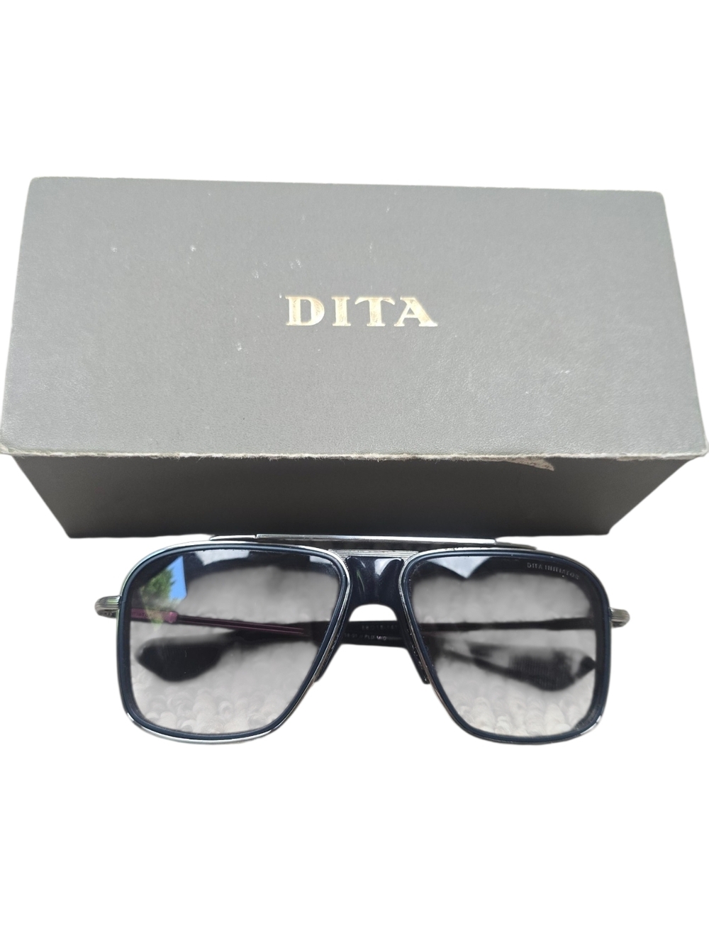 DITA Black Aviator Sunglasses with Grey Lenses